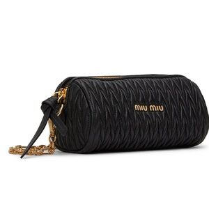 Miu Miu Black Leather Matelassé Shoulder Bag